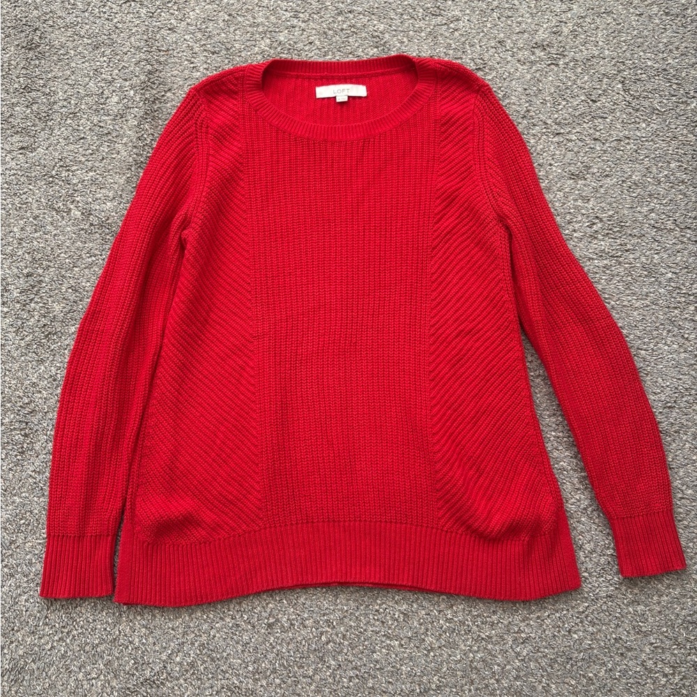 LOFT Medium Red Tunic Knit Sweater - Picture 8 of 10
